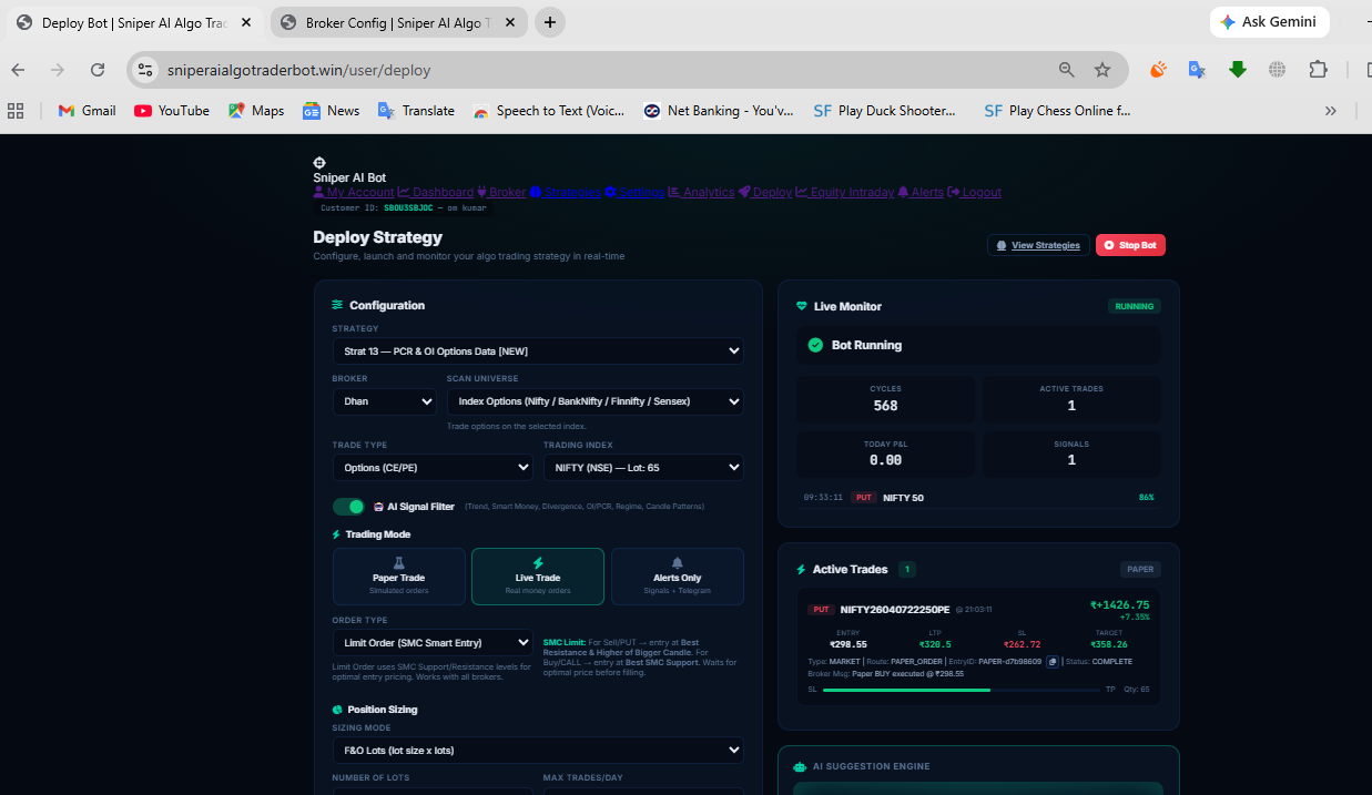 Sniper Bot New Trade Results